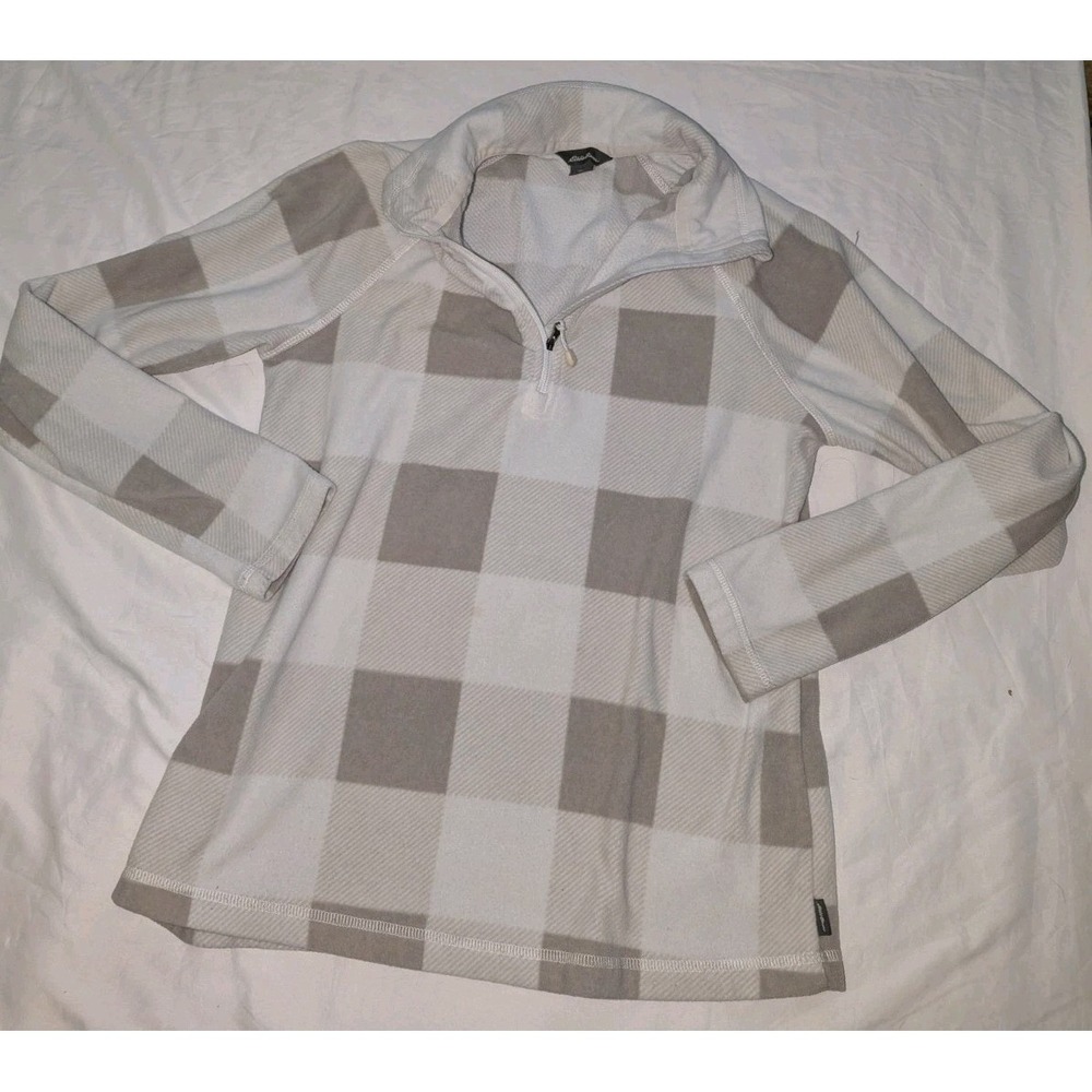 Eddie Bauer Women's Small White Long‎ Sleeve Quarter Zip Fleece Jacket